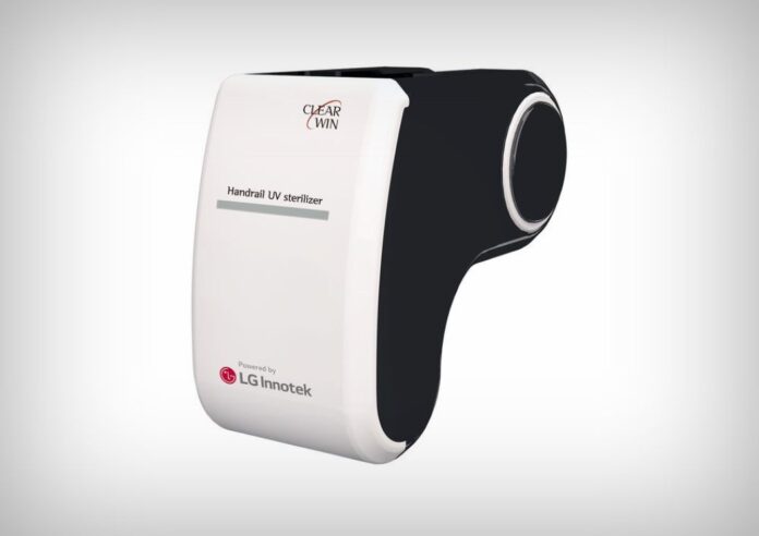 Dispozitivul UV care sanitizează balustradele scărilor rulante